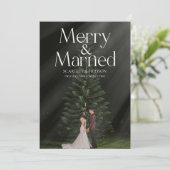 Vroege en gehuwde Pas getrouwd met kerstkaart Kaart (Staand voorkant)
