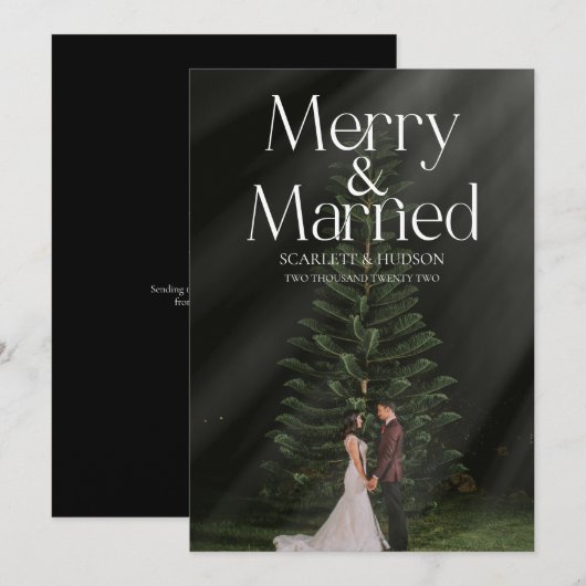 Vroege en gehuwde Pas getrouwd met kerstkaart Kaart (Voorkant / Achterkant)