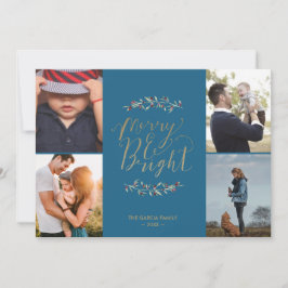 Vroege en heldere Blauwgroen familie foto's met ke Feestdagenkaart