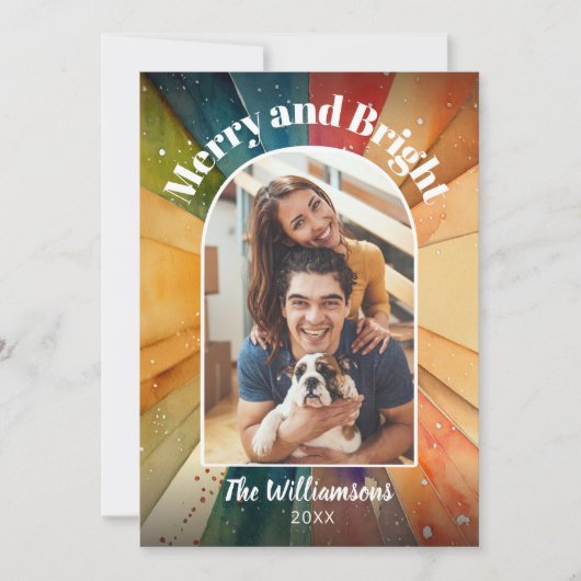 Vroege en heldere foto's met moderne Waterverf ker Feestdagenkaart (Voorkant)