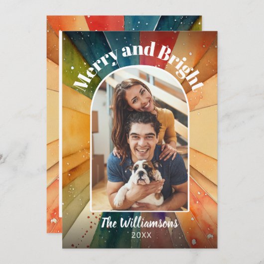 Vroege en heldere foto's met moderne Waterverf ker Feestdagenkaart (Voorkant / Achterkant)