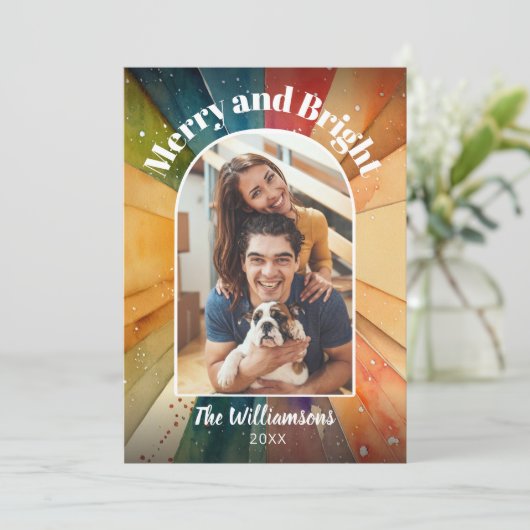 Vroege en heldere foto's met moderne Waterverf ker Feestdagenkaart (Staand voorkant)