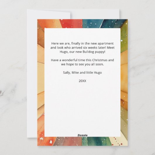 Vroege en heldere foto's met moderne Waterverf ker Feestdagenkaart (Achterkant)