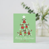Vroege en heldere kerstboom met Kinderen Cartoon Feestdagenkaart (Staand voorkant)