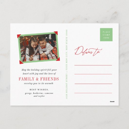 Vroege en heldere kerstboom met Kinderen Cartoon Feestdagenkaart (Achterkant)