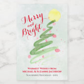 Vroege en heldere kerstboom met Waterverf Mini Wijn Etiket (Enkel label)