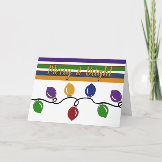 Vroege en heldere kerstlampjes kleurrijke feestdag feestdagen kaart (Voorkant)