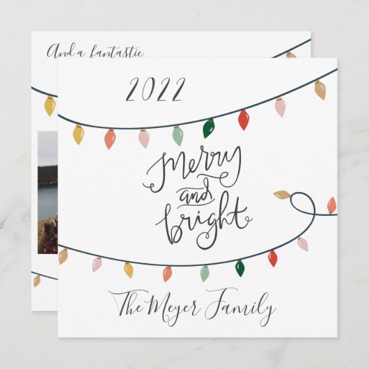 Vroege en heldere kerstlichten 3 Foto Feestdagenkaart (Voorkant / Achterkant)