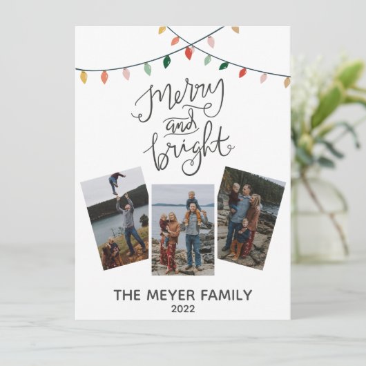Vroege en heldere kerstverlichting feestdagenkaart (Staand voorkant)