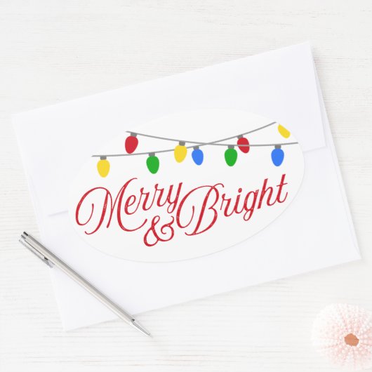 Vroege en heldere kerstverlichting ovale sticker (Envelop)