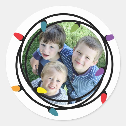 Vroege en heldere kerstverlichting ronde sticker (Voorkant)