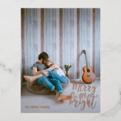 Vroege en heldere Roos voor kerstmis Folie Feestdagen Briefkaart (Voorkant)