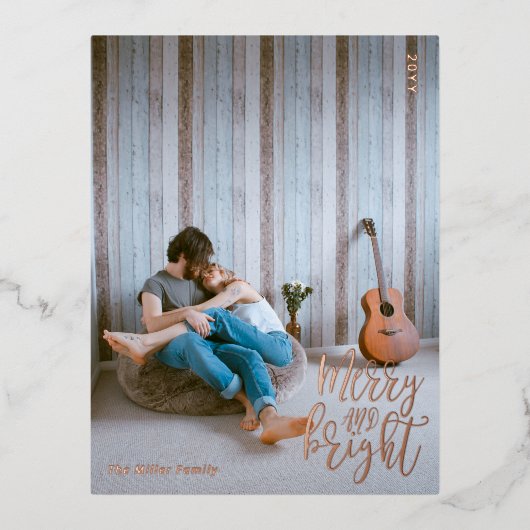 Vroege en heldere Roos voor kerstmis Folie Feestdagen Briefkaart (Voorkant)