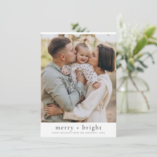 Vroege en helderziende kerstfeestdag foto feestdagenkaart (Staand voorkant)