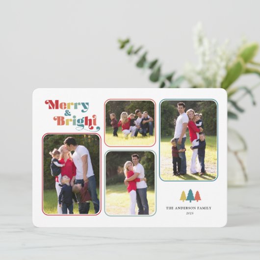 Vroege en kleurrijke foto's van Merry & Bright Ret Feestdagenkaart (Staand voorkant)