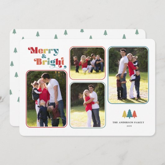 Vroege en kleurrijke foto's van Merry & Bright Ret Feestdagenkaart (Voorkant / Achterkant)