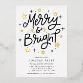 Vroege en lichte zwarte feestdag F Folie Uitnodiging (Voorkant)