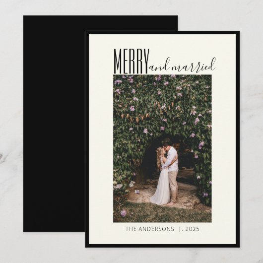 Vroege, gehuwde Elegant-minuscule kerstfoto Feestdagenkaart (Voorkant / Achterkant)