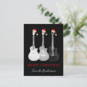 Vroege gitaar met zwarte kerst en wit feestdagenkaart (Staand voorkant)