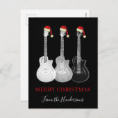 Vroege gitaar met zwarte kerst en wit feestdagenkaart (Voorkant / Achterkant)