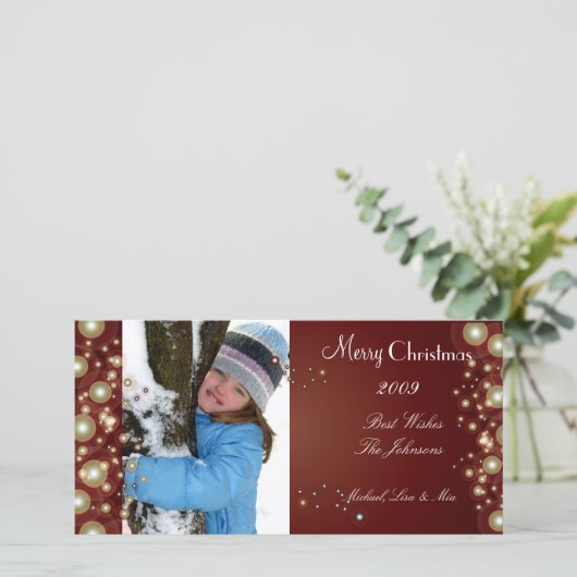 Vroege gouden kerstversiering, fotokaarten feestdagenkaart (Staand voorkant)