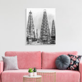 Vroege houten olie boren derricks van Texas 1901 Canvas Afdruk (Insitu (Woonkamer))