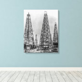 Vroege houten olie boren derricks van Texas 1901 Canvas Afdruk (Insitu (Houten vloer))