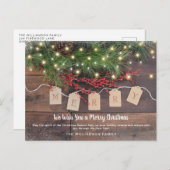 Vroege houten pine en kerstkaart met Berry Wood Briefkaart (Voorkant / Achterkant)