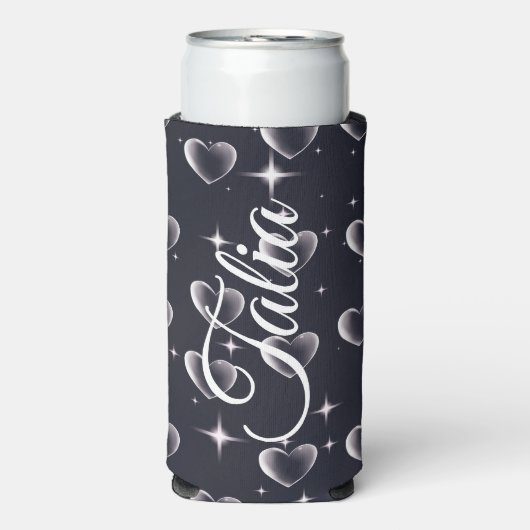 Vroege jaren 2000 zwart-wit-hartoude schoolkunst seltzer blikjeskoeler (Seltzer Voorkant)