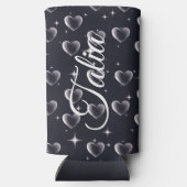 Vroege jaren 2000 zwart-wit-hartoude schoolkunst seltzer blikjeskoeler (Achterkant)