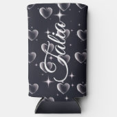 Vroege jaren 2000 zwart-wit-hartoude schoolkunst seltzer blikjeskoeler (Voorkant)