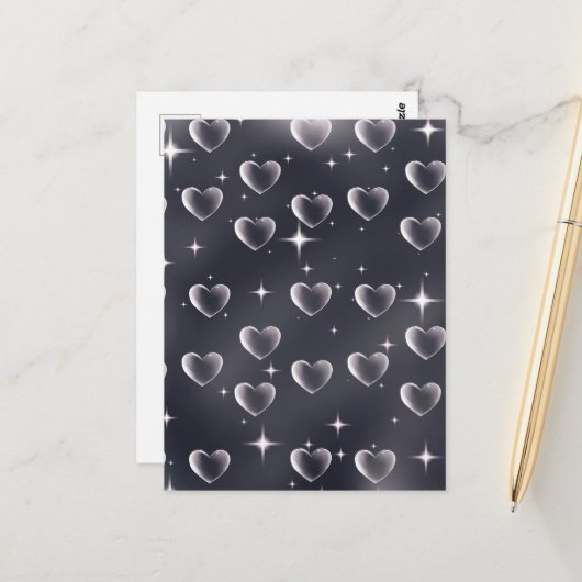 Vroege jaren 2000 zwart-withartoude schoolkunst briefkaart (Voorkant / Achterkant in situ)