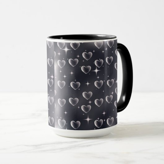 Vroege jaren 2000 zwart-withartoude schoolkunst mok (Voorkant rechts)