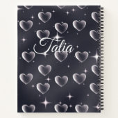 Vroege jaren 2000 zwart-withartoude schoolkunst notitieboek (Achterkant)