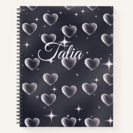 Vroege jaren 2000 zwart-withartoude schoolkunst notitieboek