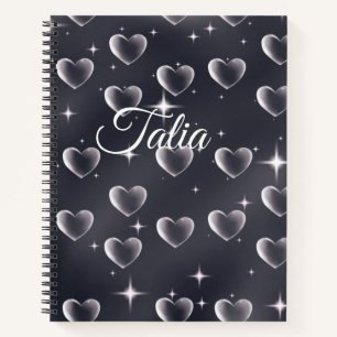 Vroege jaren 2000 zwart-withartoude schoolkunst notitieboek