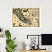 Vroege Kaart 1712 voor Californië en Mexico Poster (Thuiskantoor)