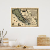 Vroege Kaart 1712 voor Californië en Mexico Poster (Keuken)