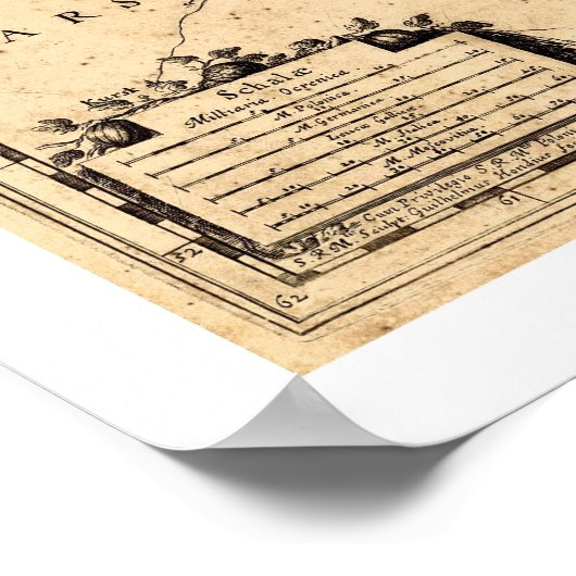 Vroege kaart Oekraïne 1648 Poster (Hoek)