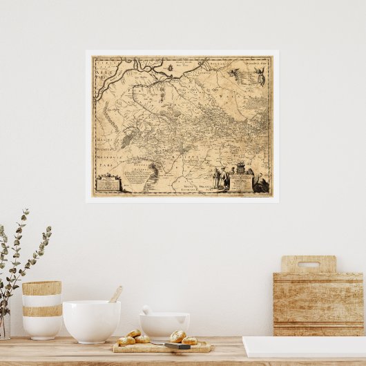 Vroege kaart Oekraïne 1648 Poster (Keuken)