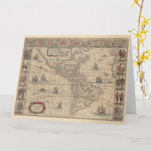 Vroege kaart van het Amerikaanse continent, histor (Gele Bloem)