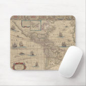 Vroege Kaart van Noord- en Zuid-Amerika Muismat (Met muis)