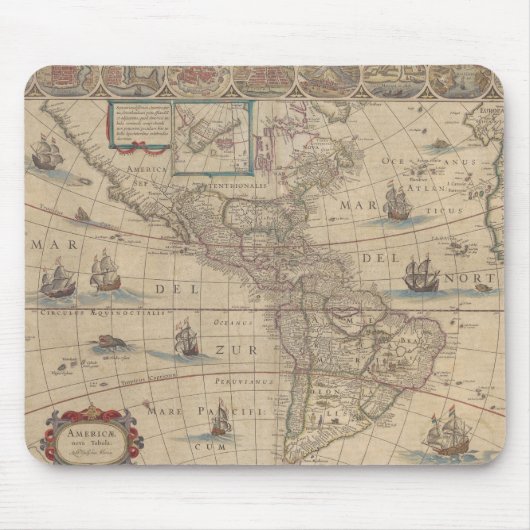 Vroege Kaart van Noord- en Zuid-Amerika Muismat (Voorkant)