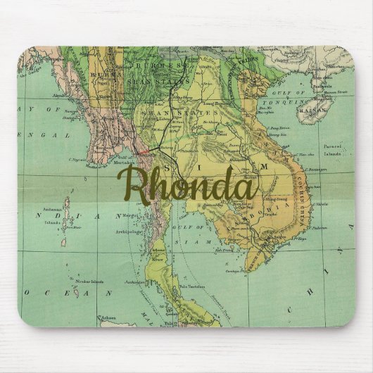 Vroege Kaart van Thailand Siam Muismat (Voorkant)