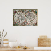 Vroege kaart, verbluffende kleuren en schilderijen poster (Keuken)