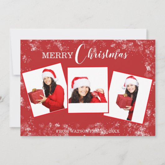 Vroege kerst 3 Foto Collage Holiday Card Feestdagenkaart (Voorkant)