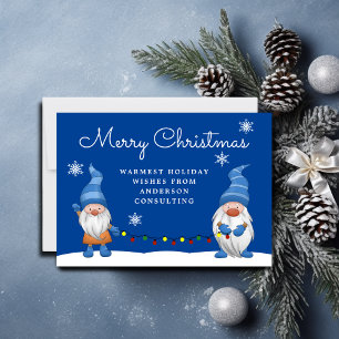 Vroege kerst Gnomes Business Blue Holiday Kaart