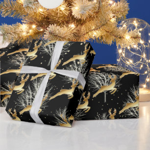 Vroege Kerst Gold Deer DIY Background Color Cadeaupapier