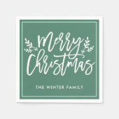 Vroege Kerst Groene Moderne Vakantie Servetten (Voorkant)