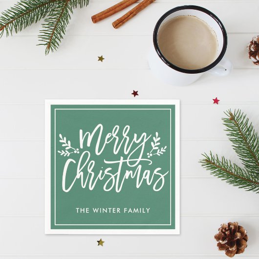 Vroege Kerst Groene Moderne Vakantie Servetten
